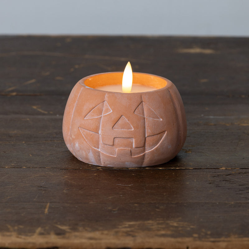 Orange Jack O Lantern 3D Flame Candle