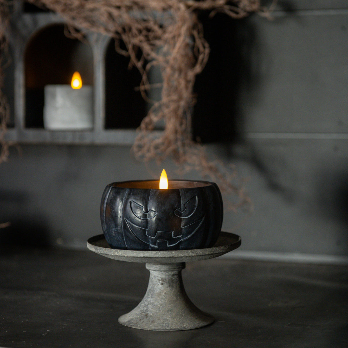 Black Jack O Lantern Flame Candle