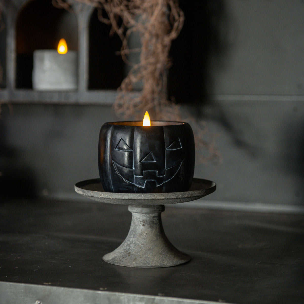 Black Jack O Lantern Flame Candle