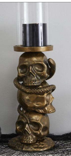 Skull Tower Candle Holder (Antique Gold)